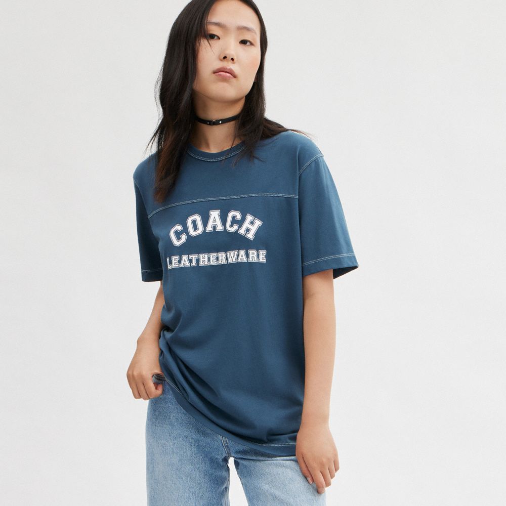 Navy Women COACH® Varsity T Shirts | NZ EBL513