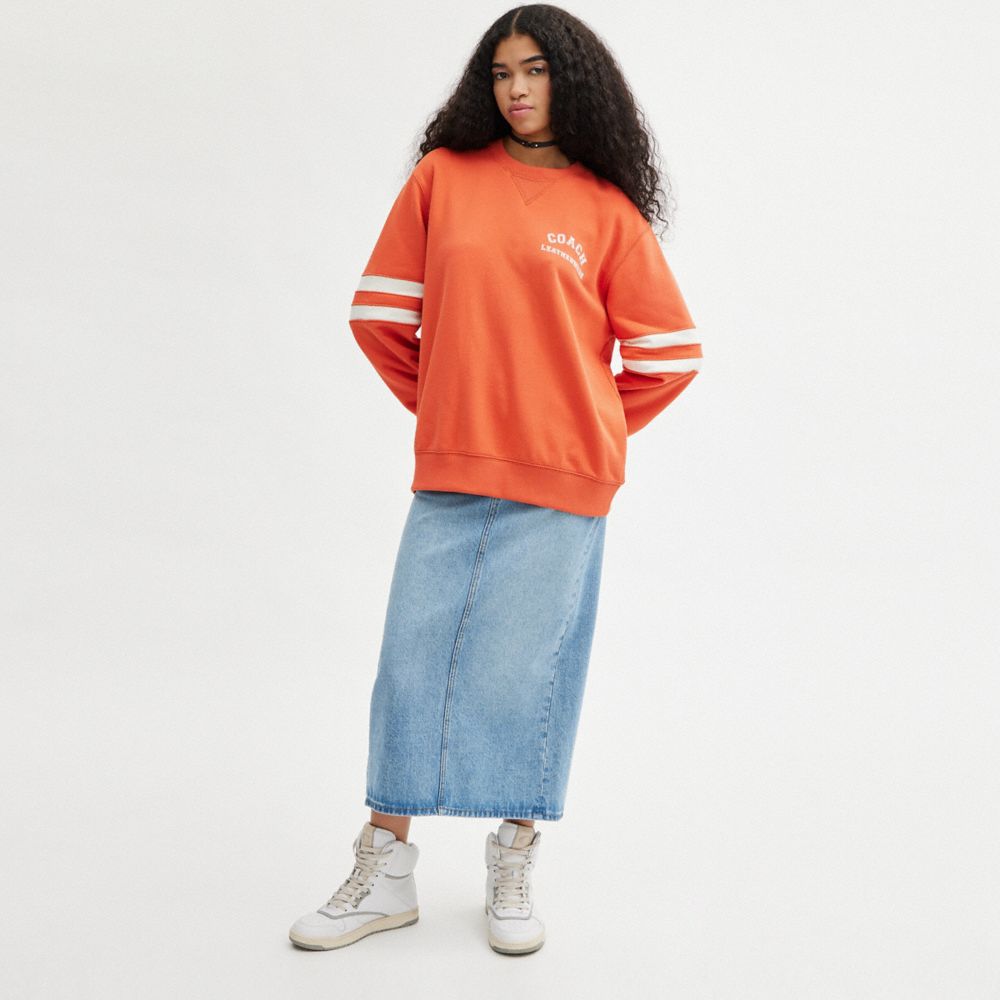 Orange Women COACH® Varsity Crewneck Hoodie | NZ DFA424