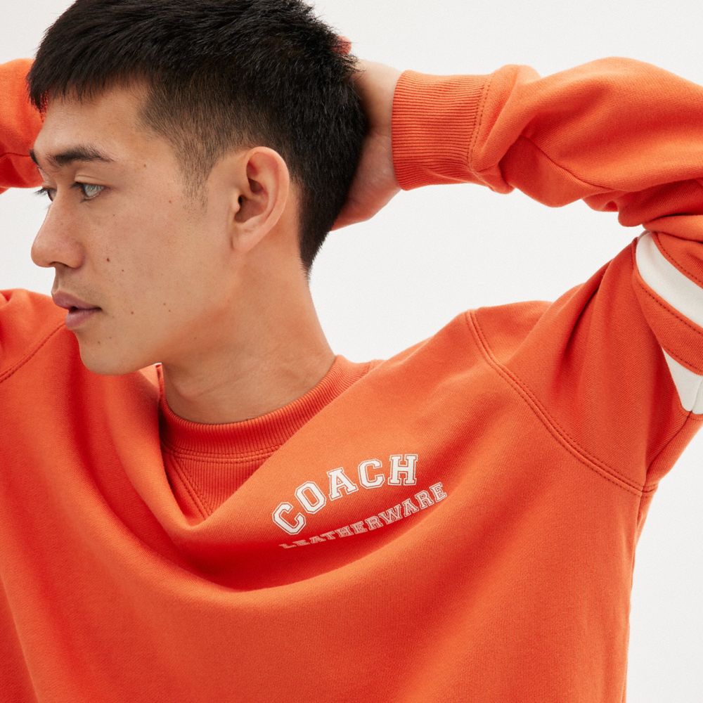 Orange Women COACH® Varsity Crewneck Hoodie | NZ DFA424