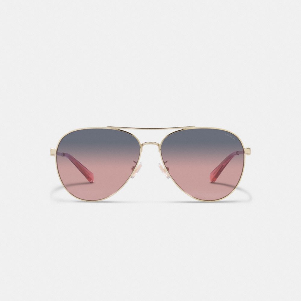 Pink / Purple Women COACH® Badge Metal Pilot Sunglasses | NZ WNF670