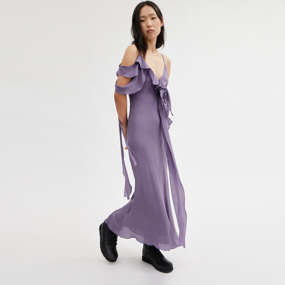 Purple Women COACH® Spaghetti Strap Bias Dress | NZ WNB410