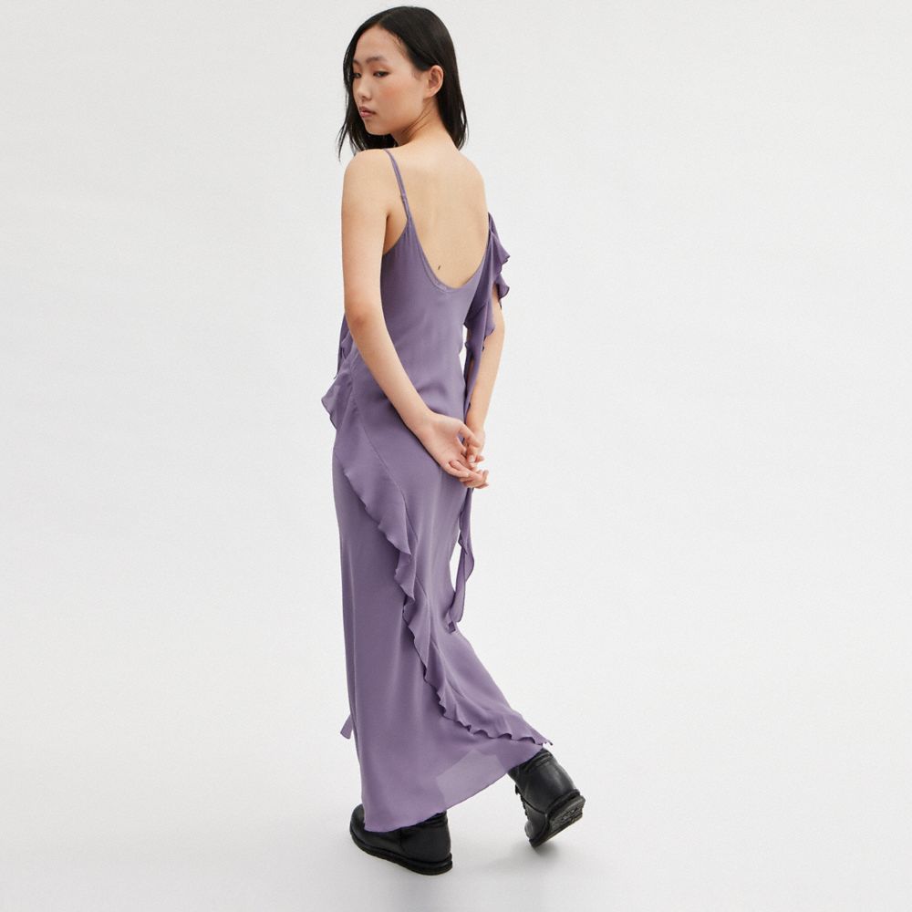 Purple Women COACH® Spaghetti Strap Bias Dress | NZ WNB410