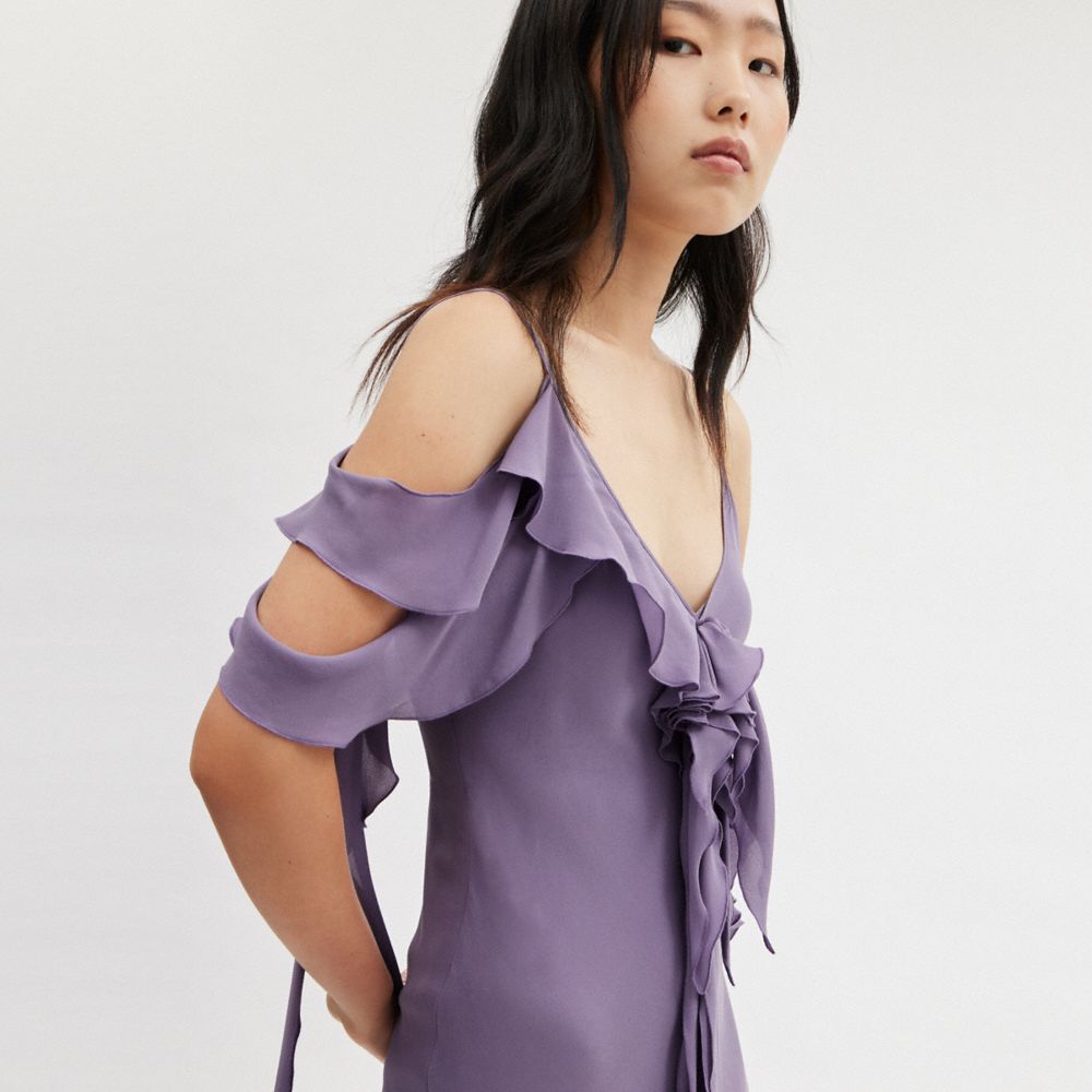 Purple Women COACH® Spaghetti Strap Bias Dress | NZ WNB410