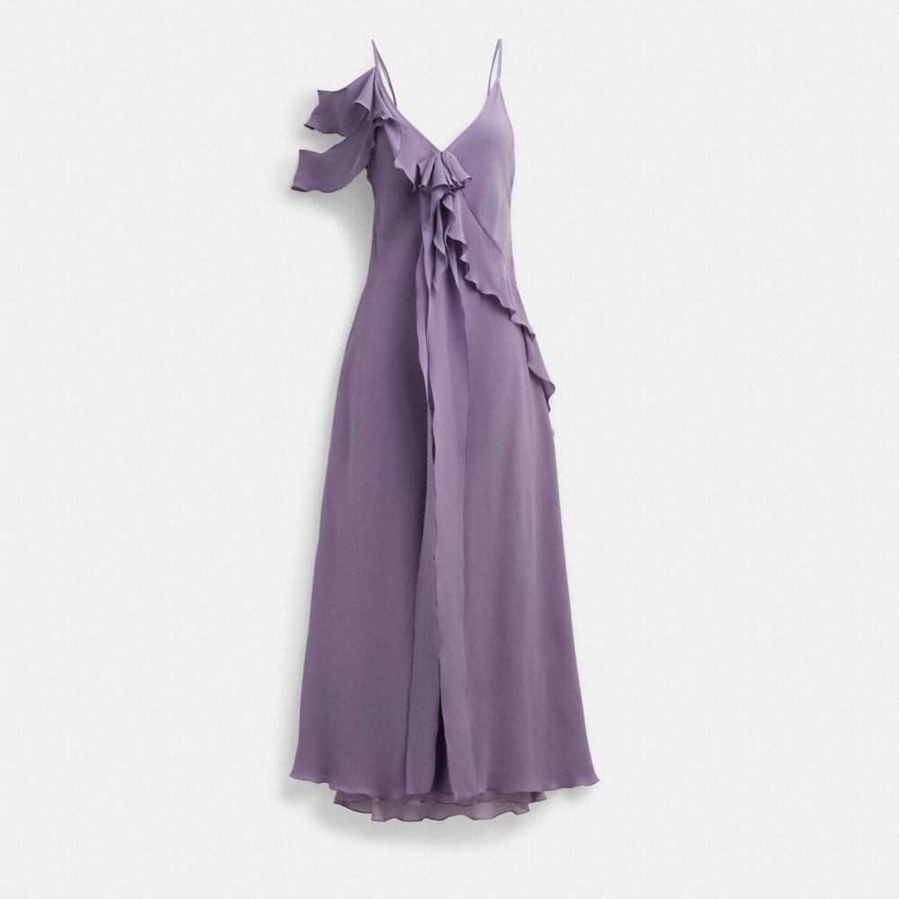 Purple Women COACH® Spaghetti Strap Bias Dress | NZ WNB410