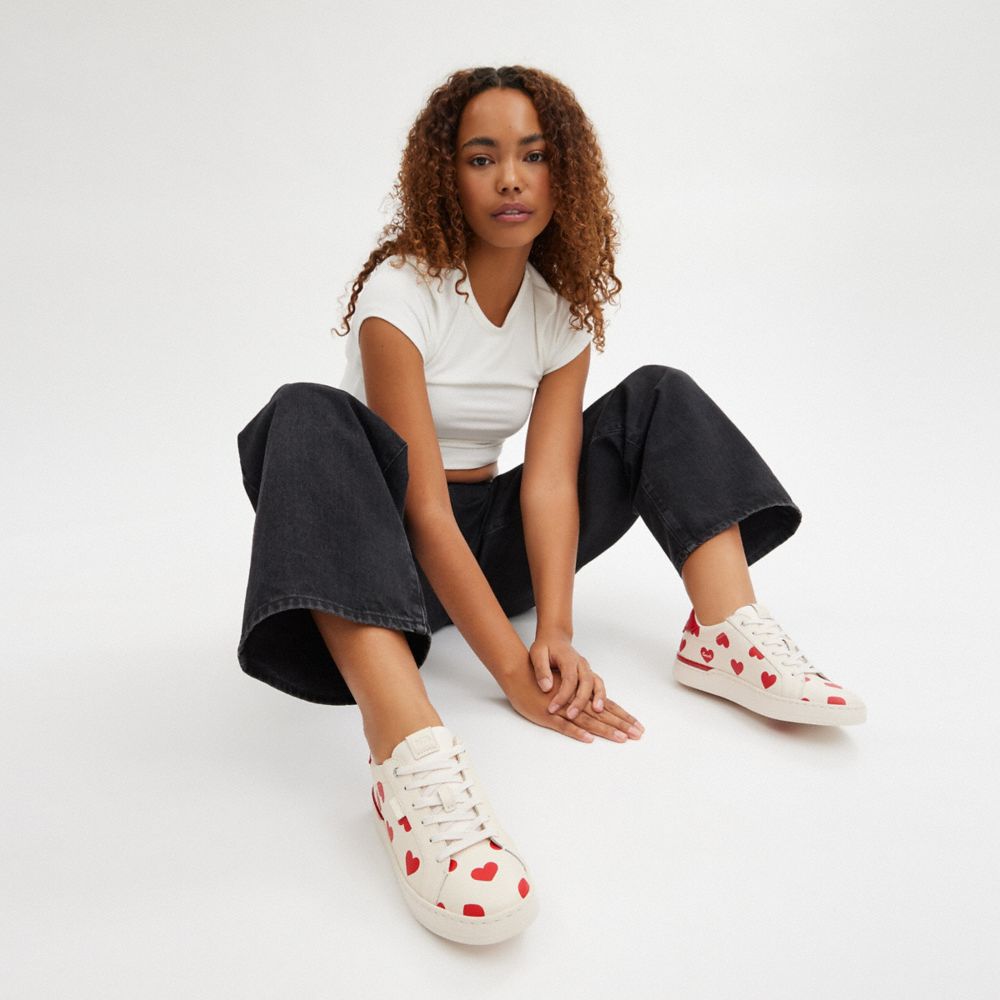 Red Women COACH® Lowline Low Top With Valentine's Print Sneakers | NZ XYX380