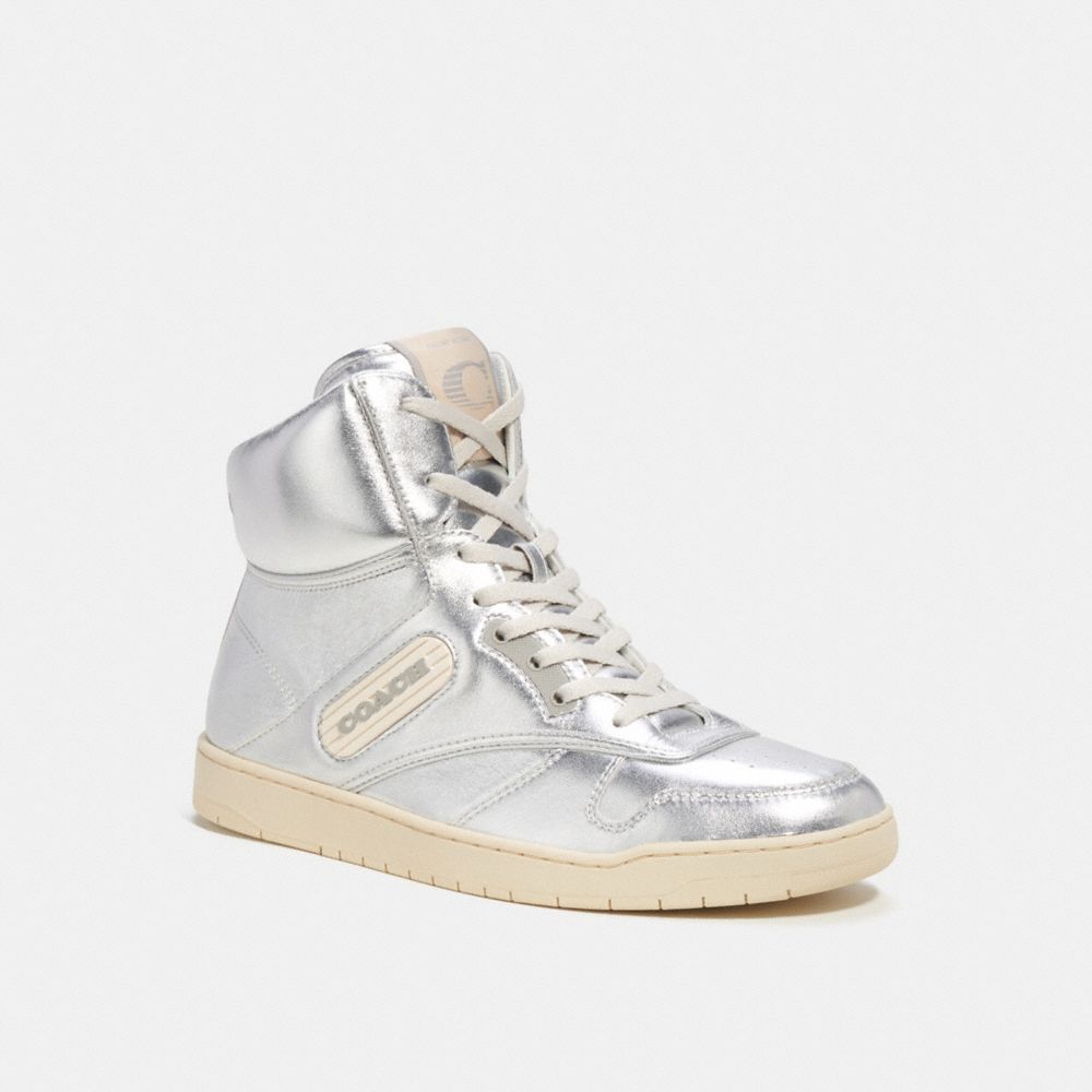 Silver Women COACH® C202 High Top Sneakers | NZ PJP369