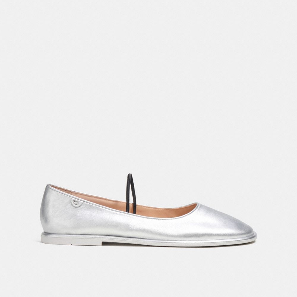 Silver Women COACH® Emilia Mary Jane In Metallic Casual Shoes | NZ SGF319