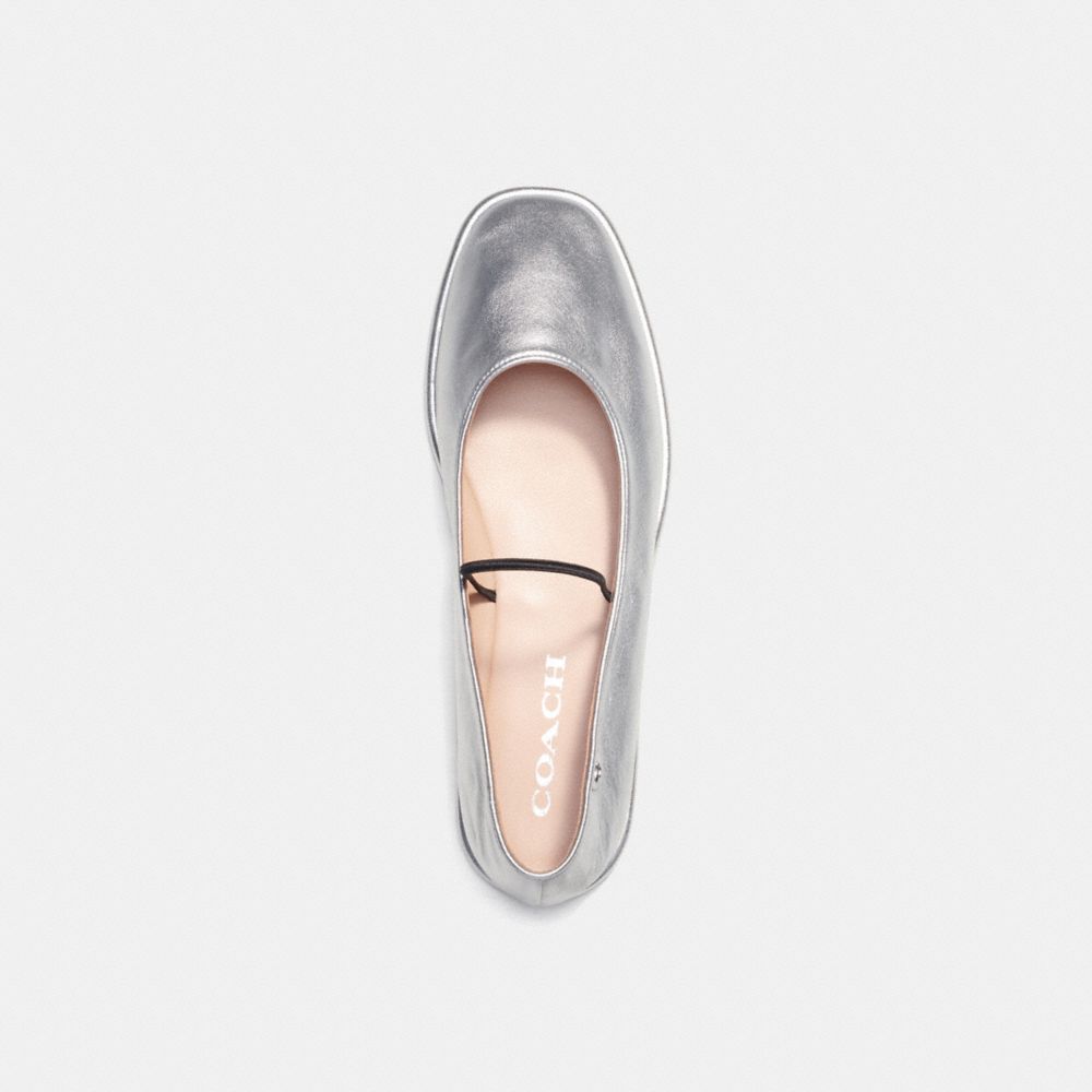 Silver Women COACH® Emilia Mary Jane In Metallic Casual Shoes | NZ SGF319