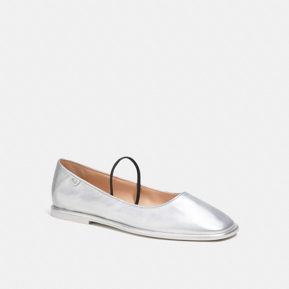 Silver Women COACH® Emilia Mary Jane In Metallic Casual Shoes | NZ SGF319