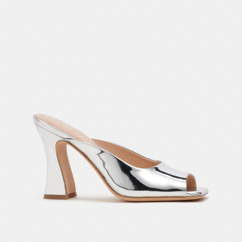 Silver Women COACH® Laurence In Metallic Sandals | NZ TCV355