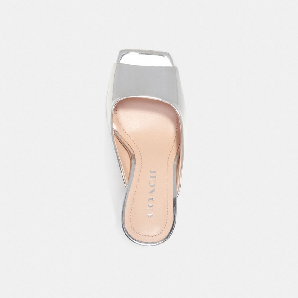 Silver Women COACH® Laurence In Metallic Sandals | NZ TCV355