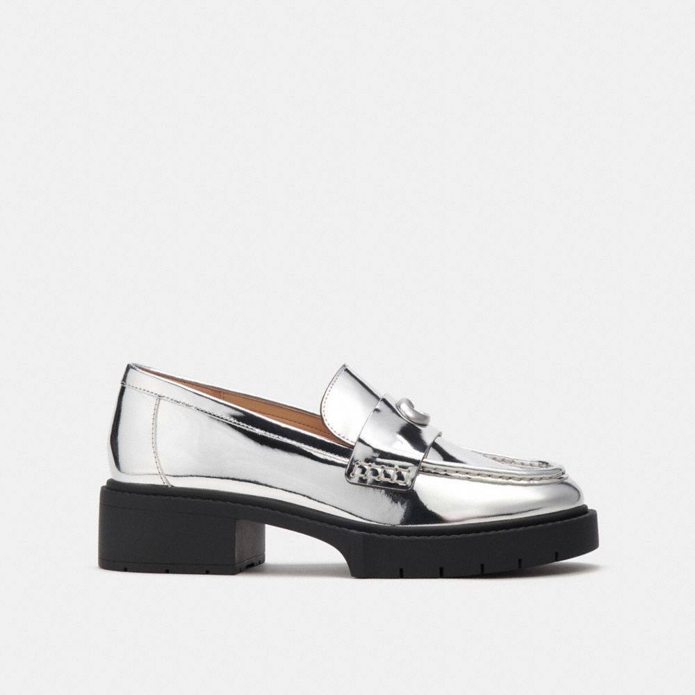 Silver Women COACH® Leah In Metallic Loafer | NZ LIO341