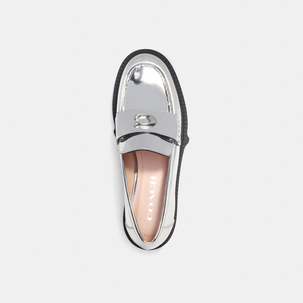 Silver Women COACH® Leah In Metallic Loafer | NZ LIO341