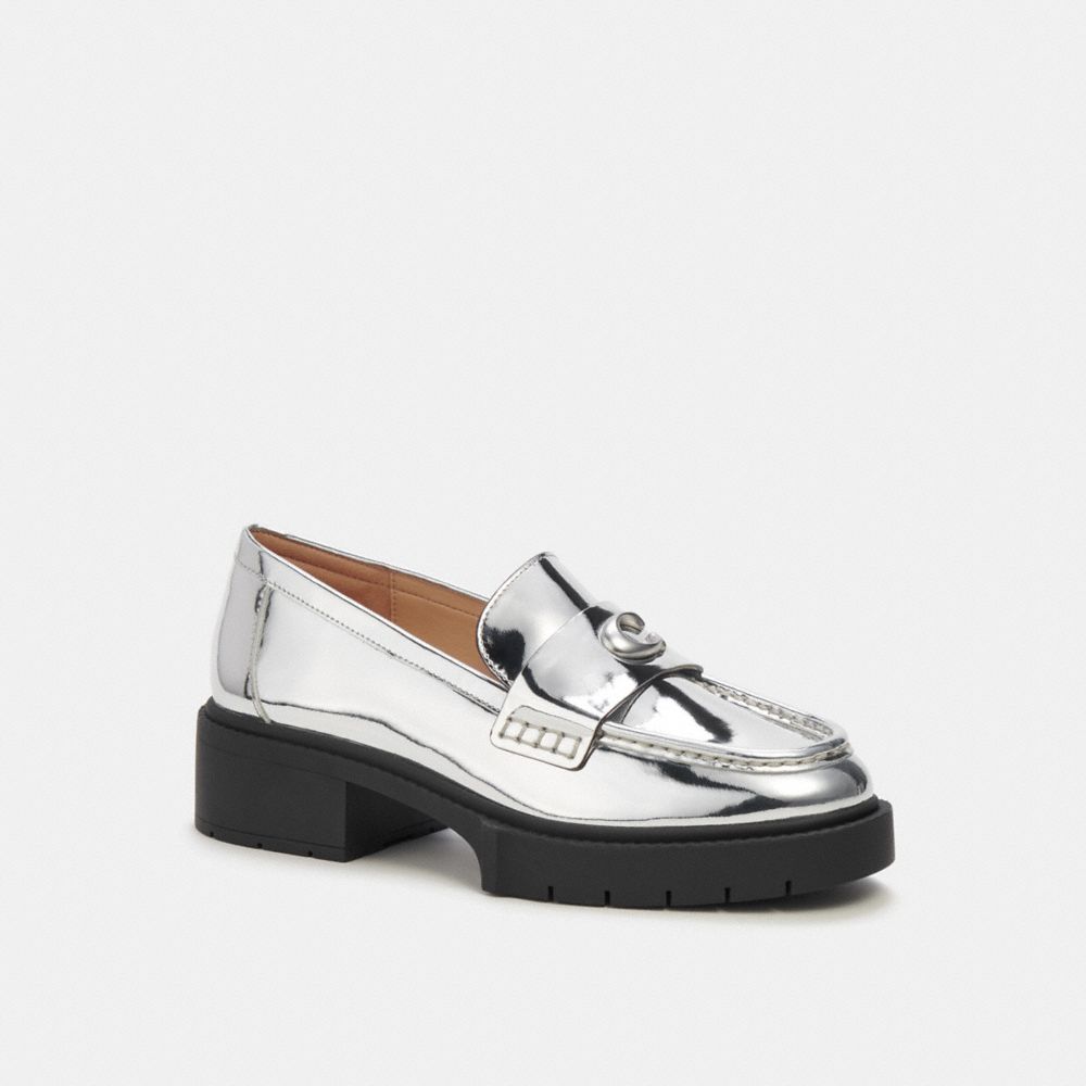 Silver Women COACH® Leah In Metallic Loafer | NZ LIO341