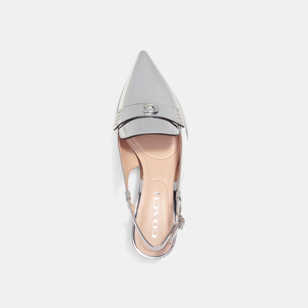 Silver Women COACH® Nikola Hybrid Slingback In Metallic Casual Shoes | NZ LIX326