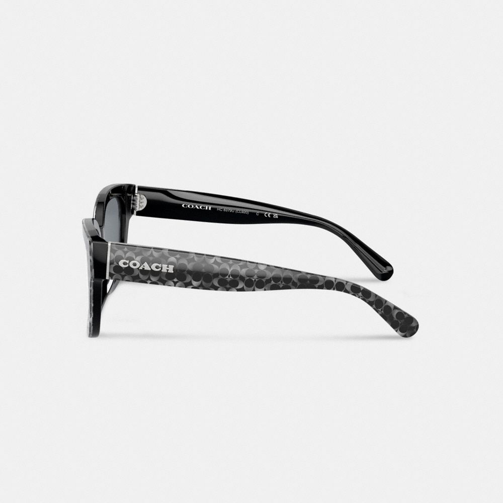 Silver Women COACH® Signature Oversized Rectangle Sunglasses | NZ VRA694