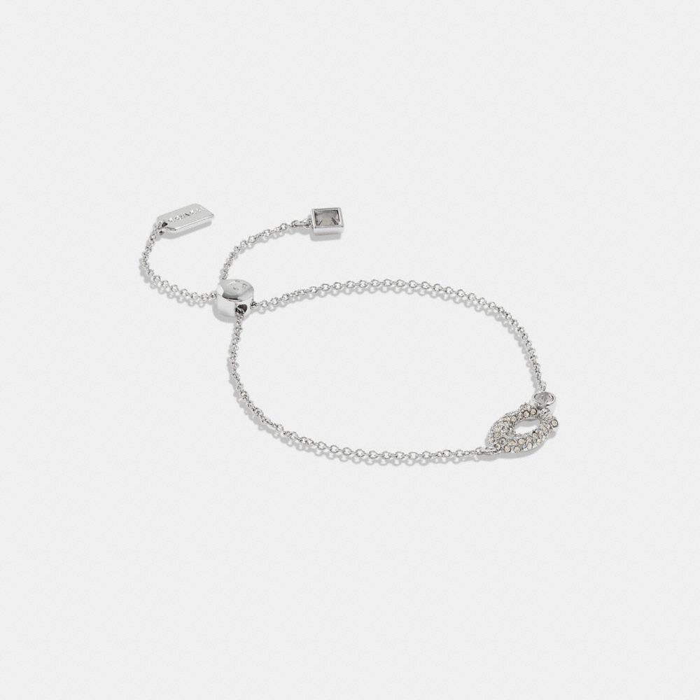 Silver Women COACH® Signature Pavé Slider Bracelet | NZ HAP531