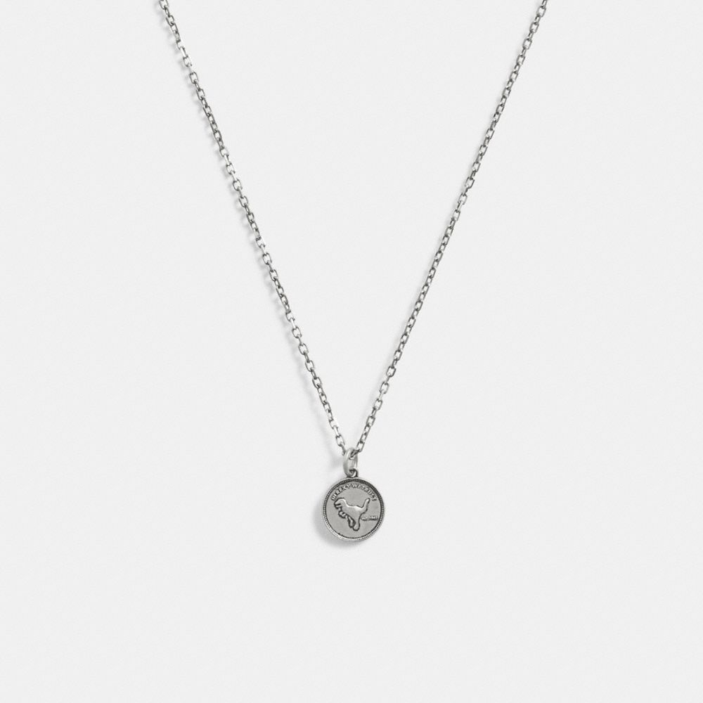 Silver Women COACH® Sterling Coin Pendant Necklace | NZ BEX596