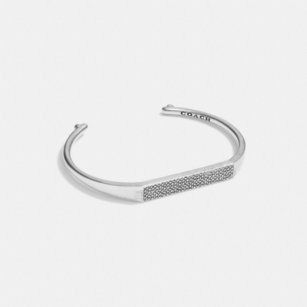 Silver Women COACH® Sterling Signature Id Cuff Bangles | NZ YXM521