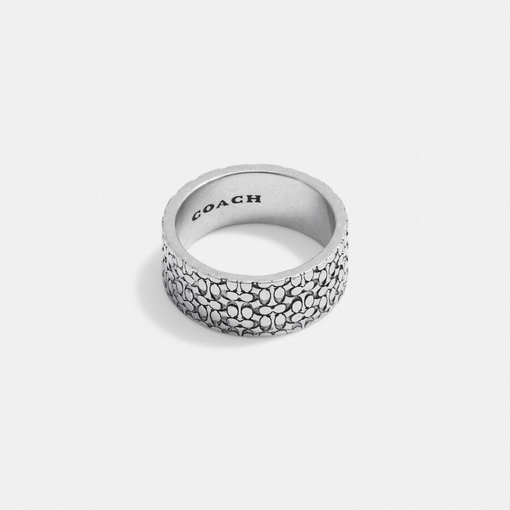 Silver Women COACH® Sterling Signature Rings | NZ JPQ603