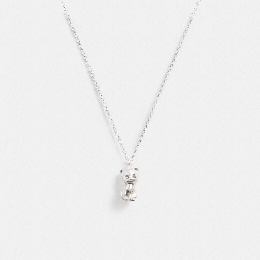 Silver Women COACH® The Lil Nas X Drop Cat Pendant Necklace | NZ ZUN600