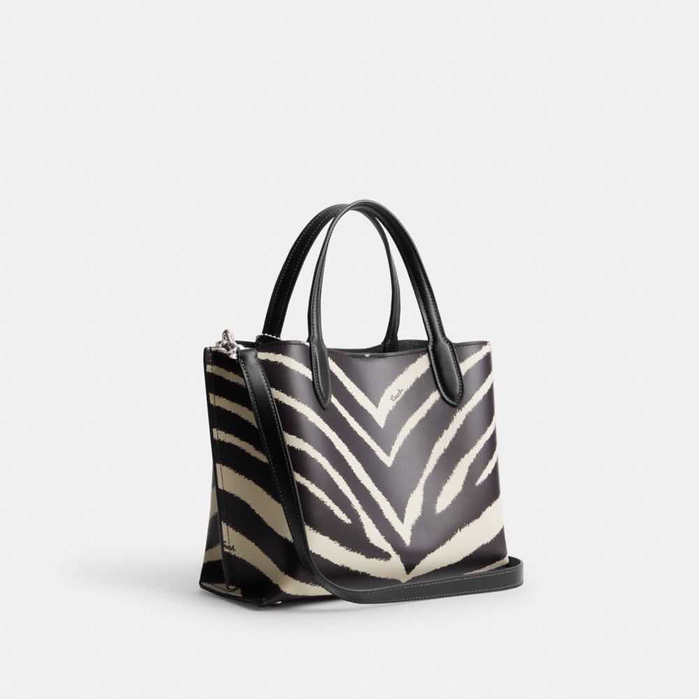 Silver Women COACH® Willow 24 With Zebra Print Tote Bag | NZ VRQ954