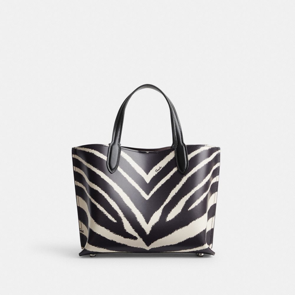 Silver Women COACH® Willow 24 With Zebra Print Tote Bag | NZ VRQ954