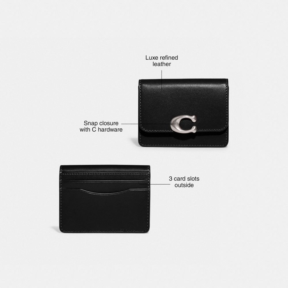 Silver / Black Women COACH® Bandit Card Case | NZ CTI745