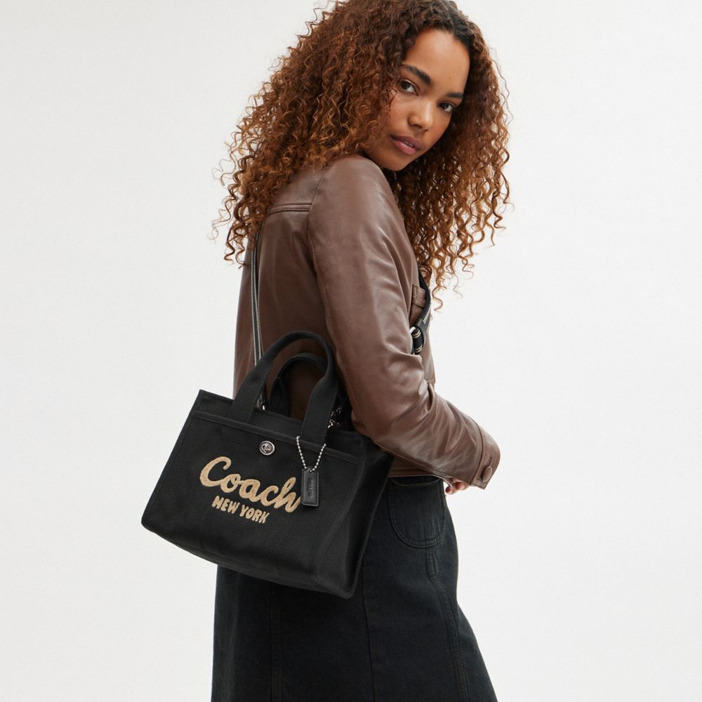 Silver / Black Women COACH® Cargo 26 Tote Bag | NZ FDL918