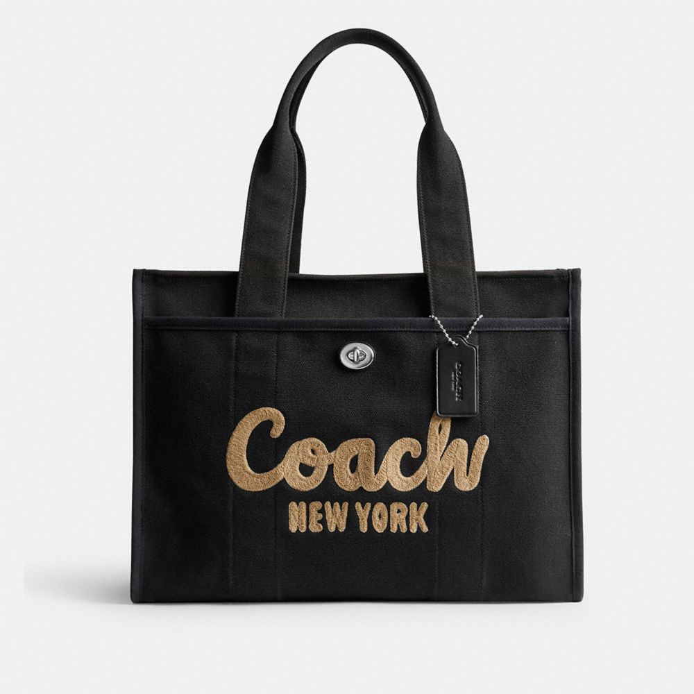 Silver / Black Women COACH® Cargo 42 Tote Bag | NZ DFZ919