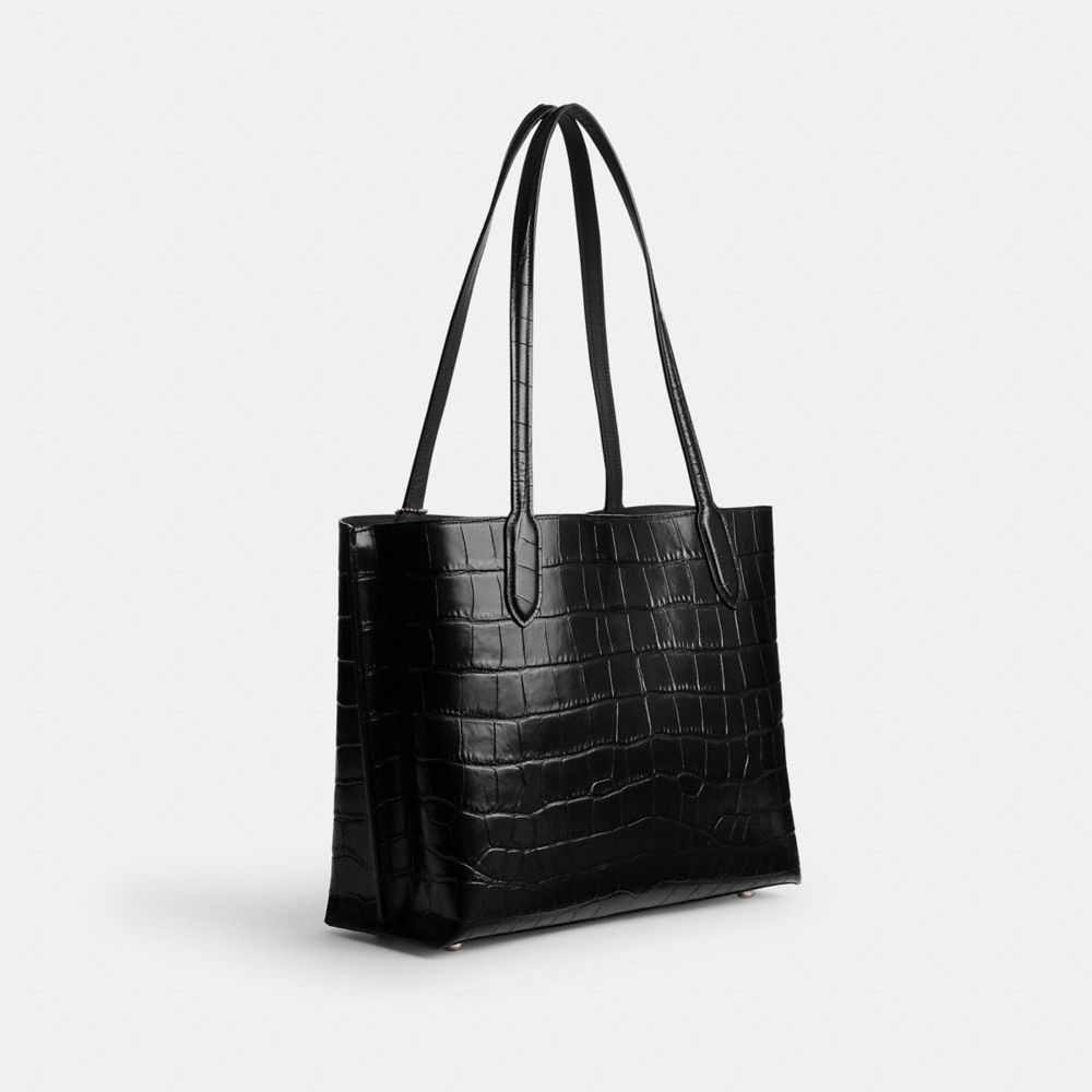 Silver / Black Women COACH® Willow Tote Bag | NZ JPC948