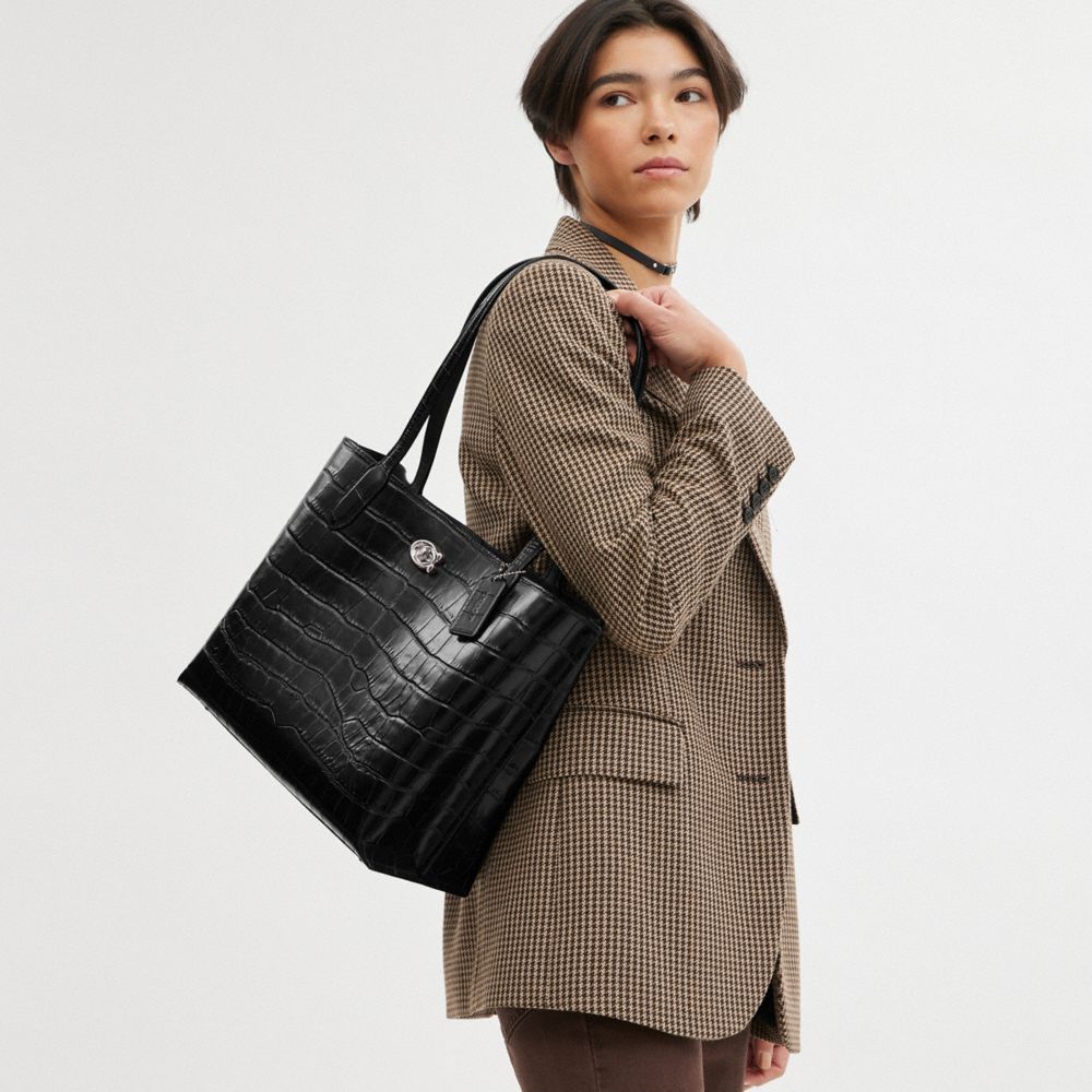 Silver / Black Women COACH® Willow Tote Bag | NZ JPC948