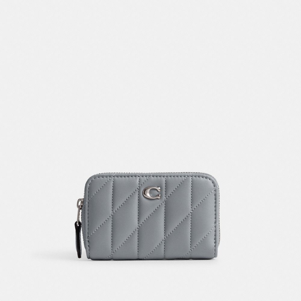 Silver / Grey / Blue Women COACH® Small Zip Around With Pillow Quilting Card Case | NZ CTJ754