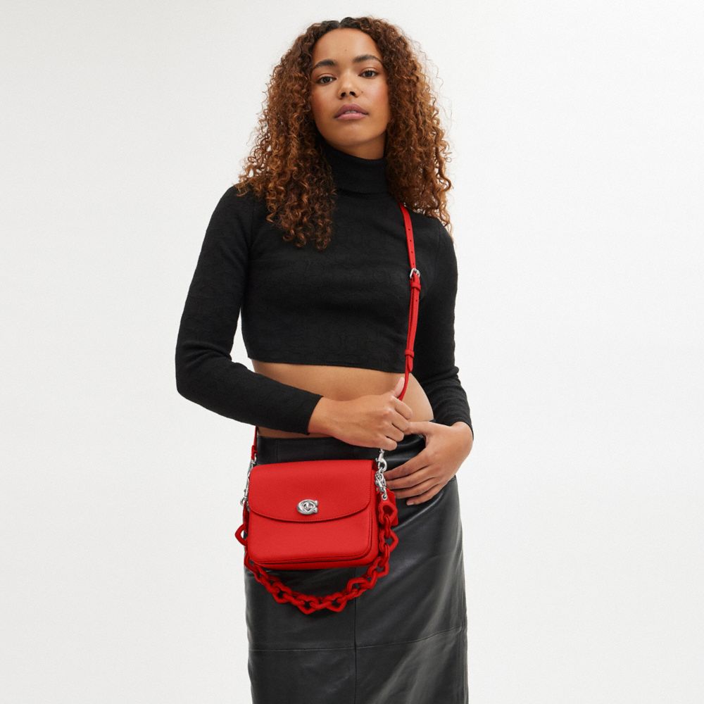 Silver / Red Women COACH® Cassie 19 With Heart Strap Crossbody Bag | NZ EBO773