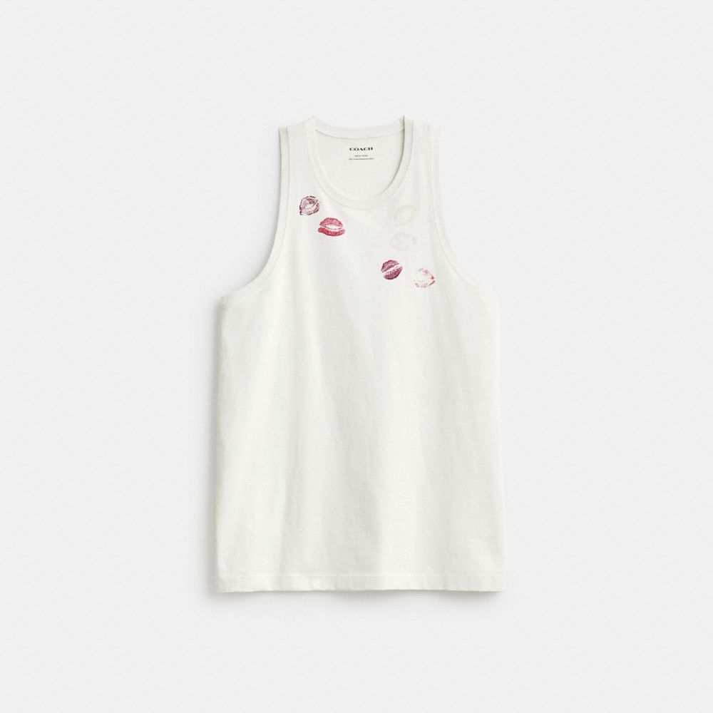 White Women COACH® Buy Now Lip Print Top Tanks | NZ WNZ514