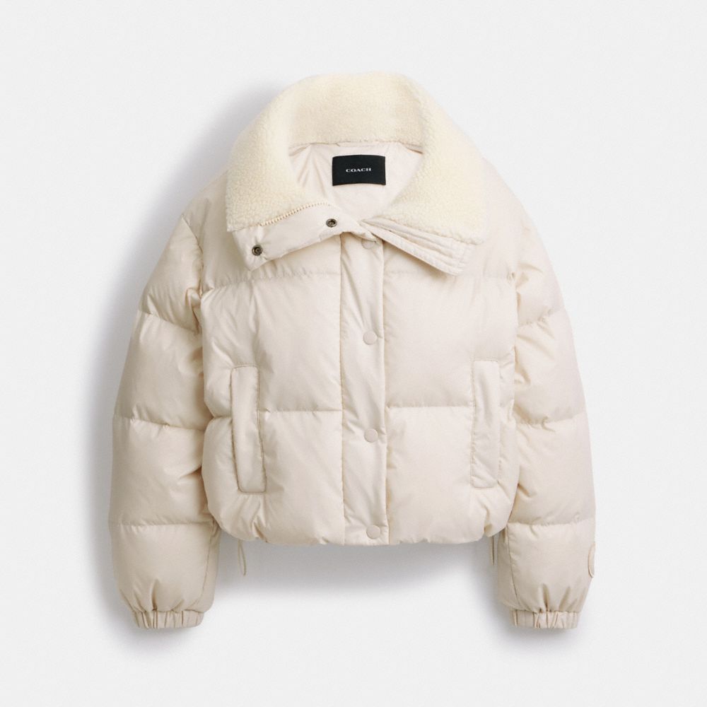 White Women COACH® Cropped Puffer With Sherpa Jacket | NZ HAF427