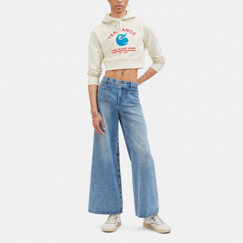 White Women COACH® Cropped With Tea Dance Graphic Hoodie | NZ UZT418