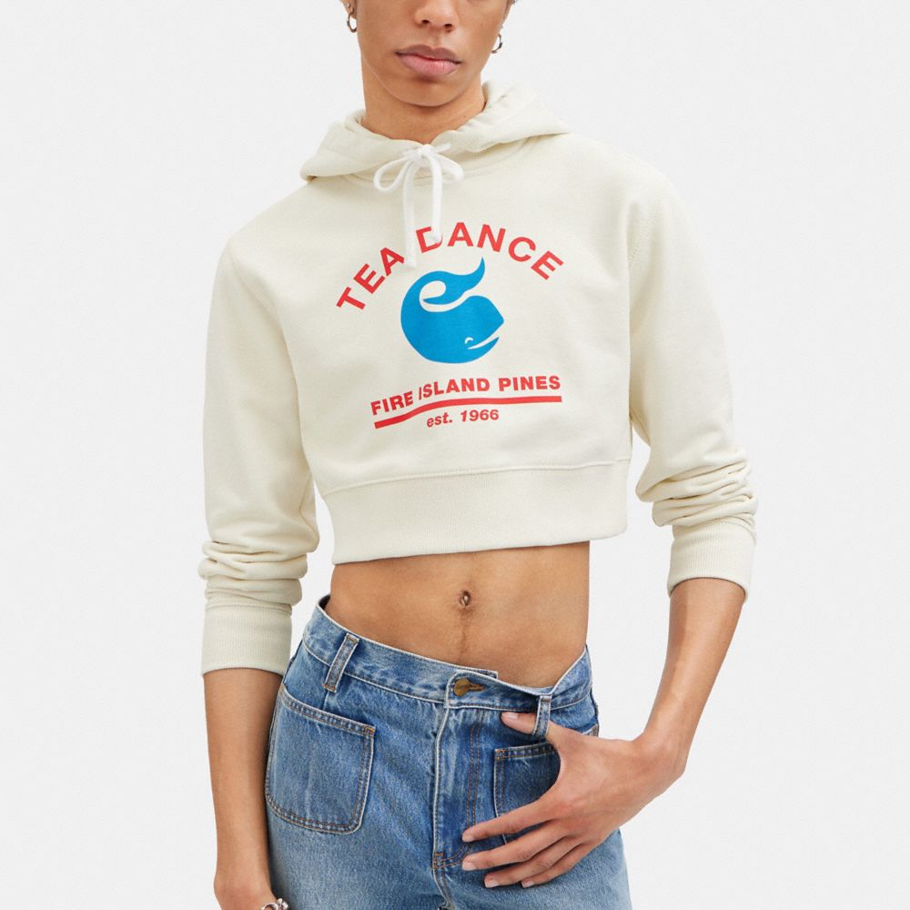 White Women COACH® Cropped With Tea Dance Graphic Hoodie | NZ UZT418