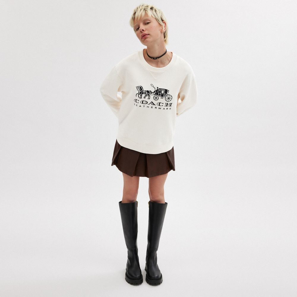 White Women COACH® Horse And Carriage Crewneck Sweatshirt | NZ BEZ487