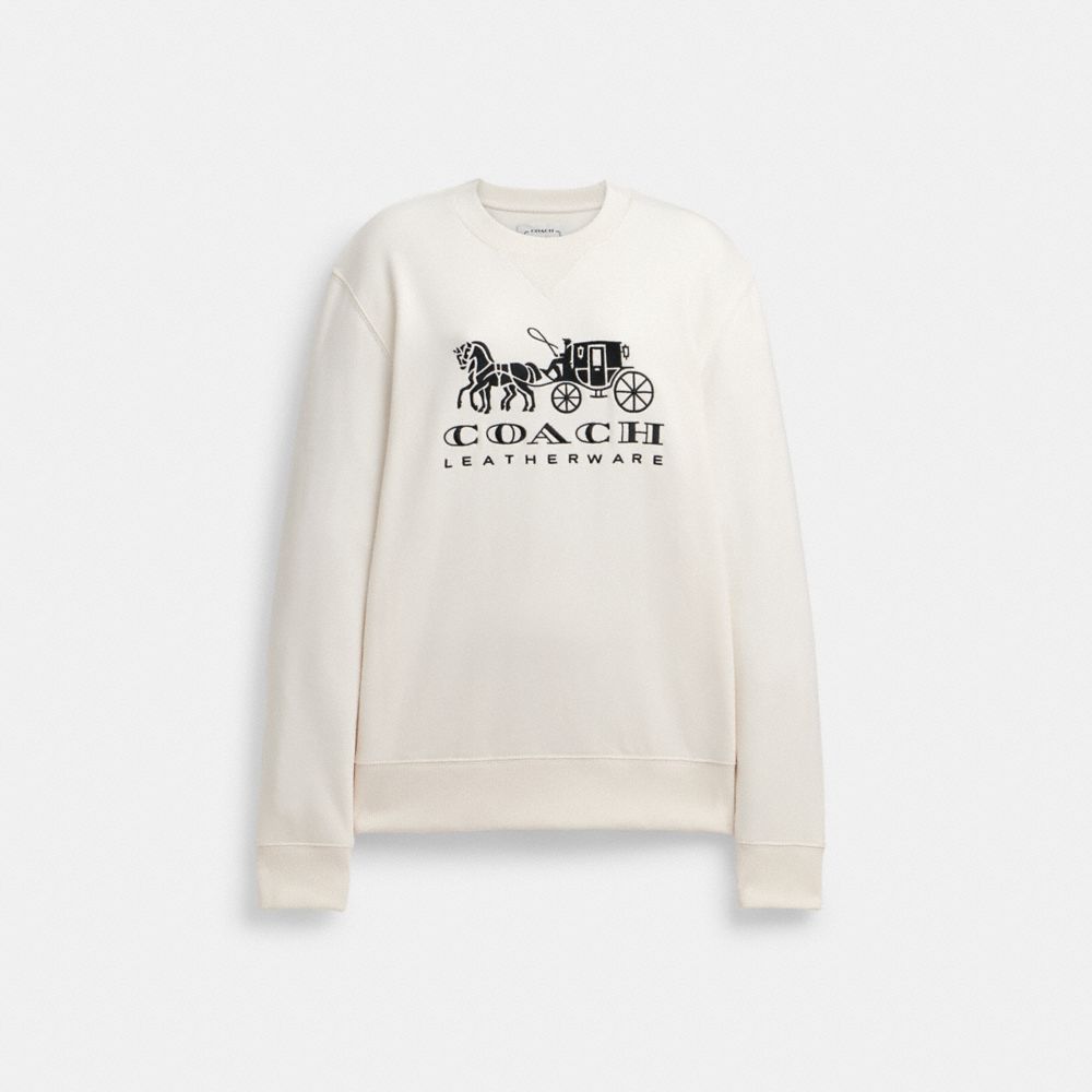 White Women COACH® Horse And Carriage Crewneck Sweatshirt | NZ BEZ487