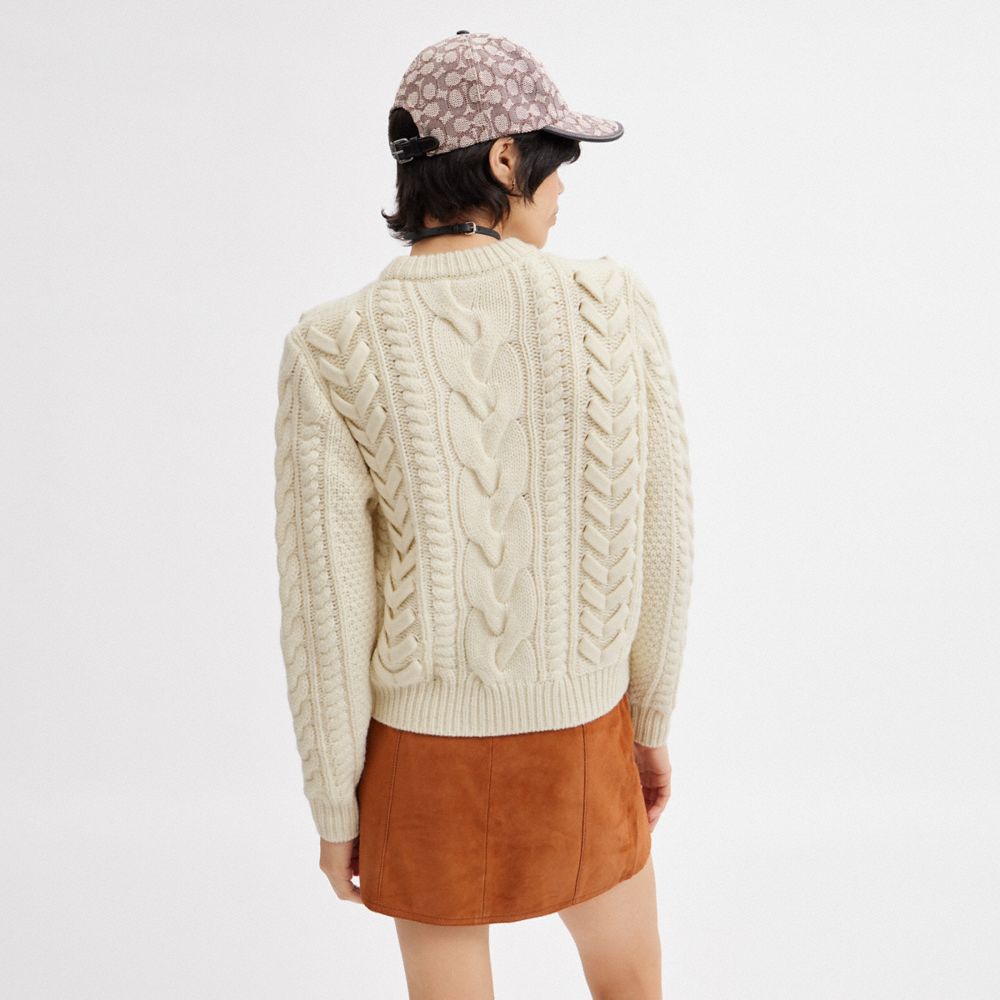 White Women COACH® With Braided Detail Sweater | NZ VRL486