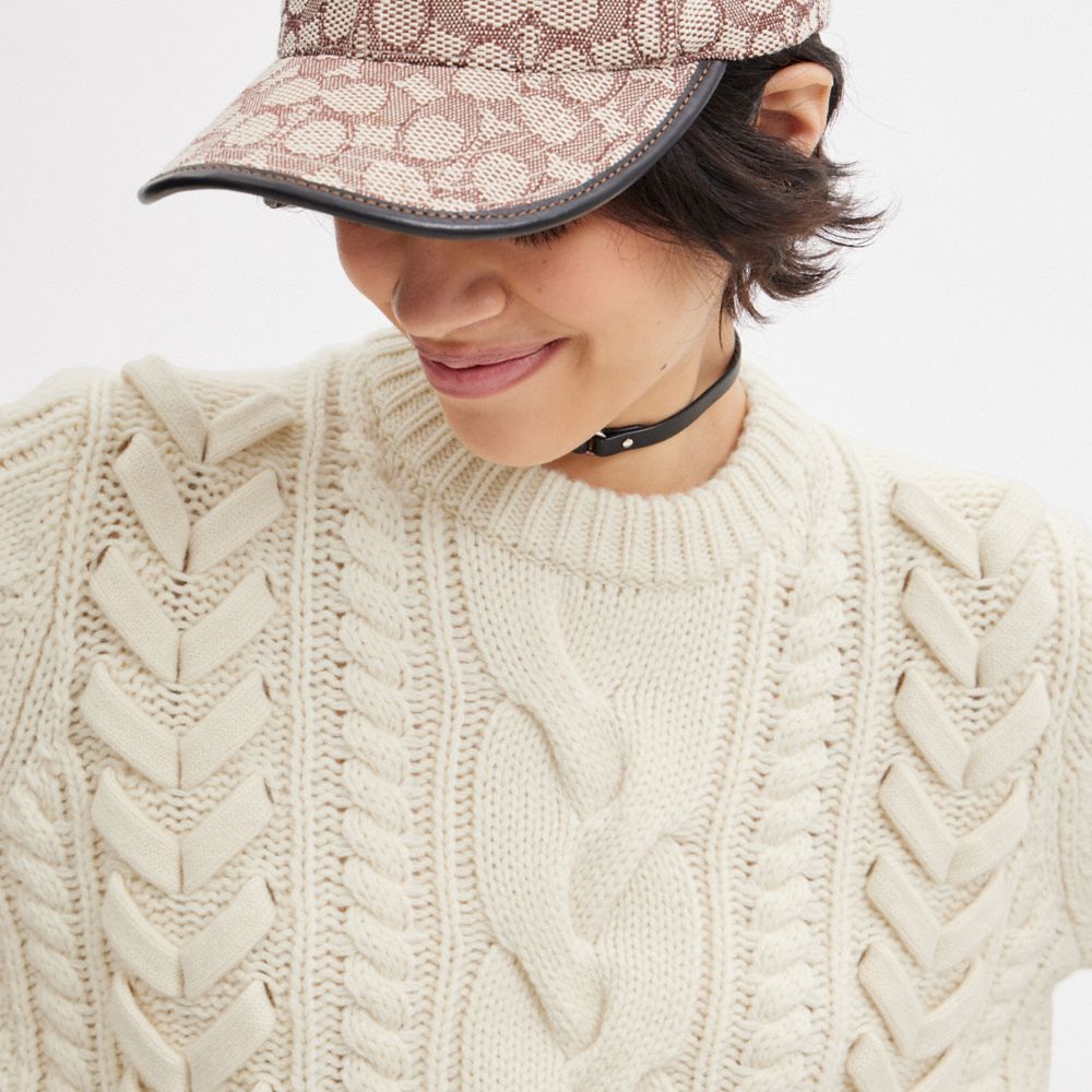 White Women COACH® With Braided Detail Sweater | NZ VRL486