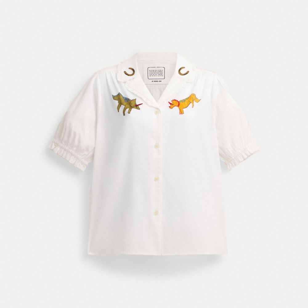 White Women COACH® X Observed By Us Short Sleeve Button Down Shirt | NZ QMV463