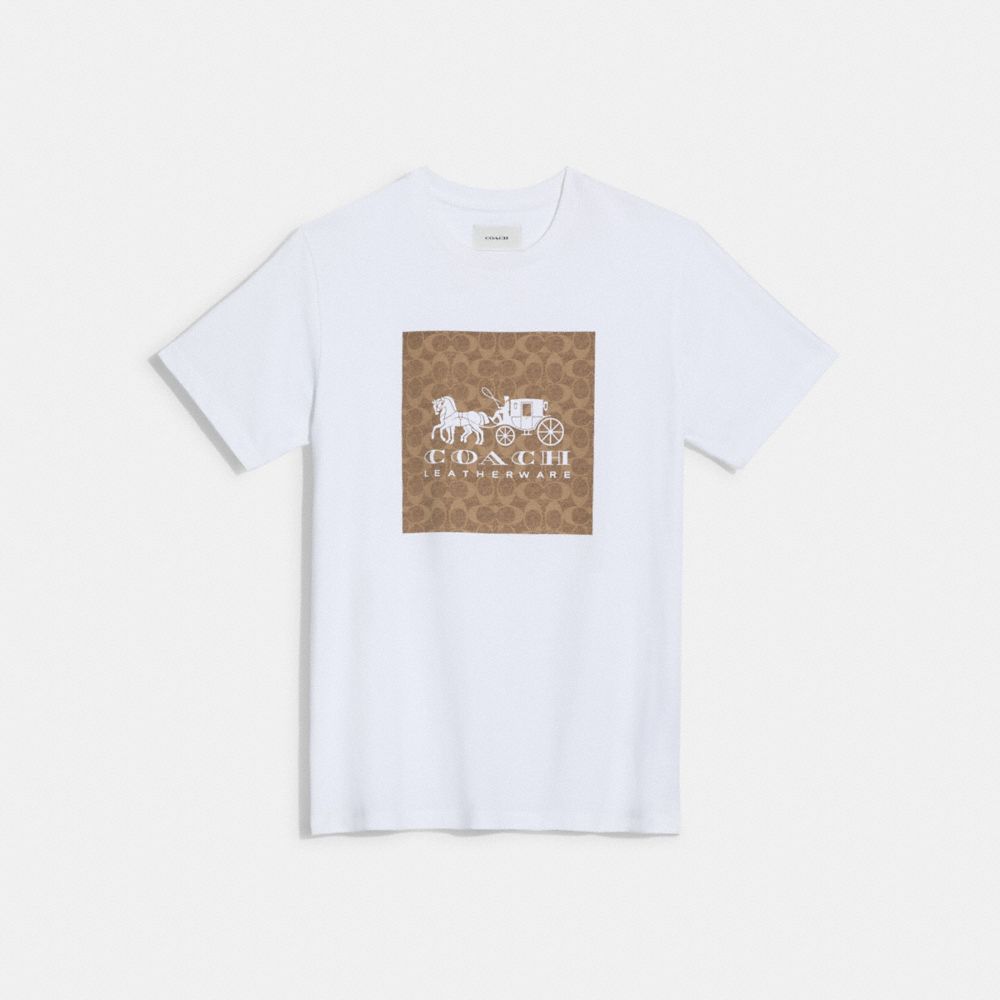 White / Brown Women COACH® Signature Horse And Carriage In Organic Cotton T Shirts | NZ OKD507