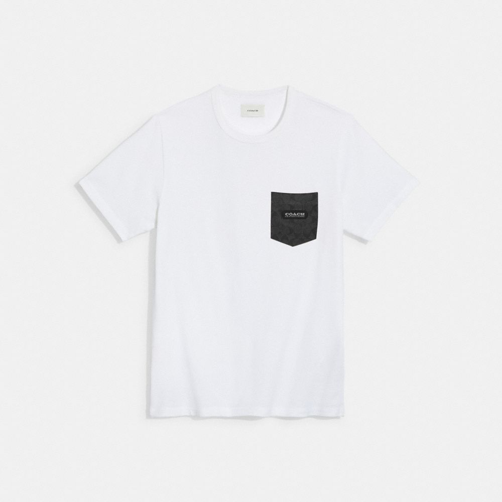 White / Grey Men COACH® Essential Pocket In Organic Cotton T Shirts | NZ NWO179