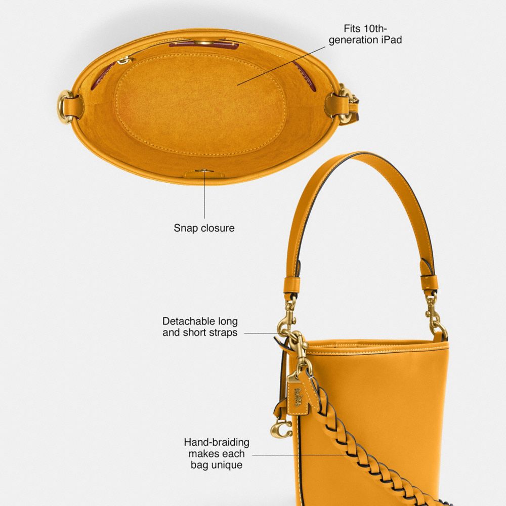 Yellow Women COACH® Dakota 16 With Braid Bucket Bags | NZ GSQ738