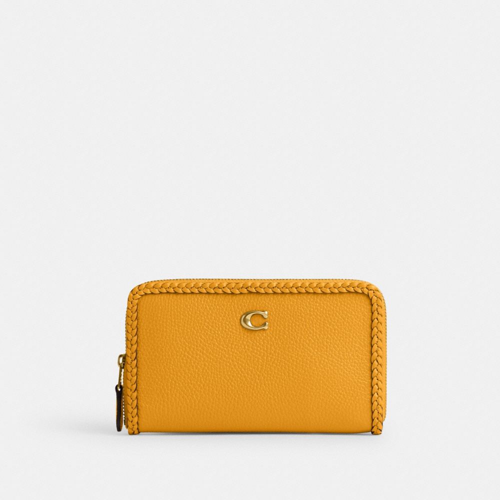 Yellow Women COACH® Medium Zip Around With Braid Wallet | NZ YXN978